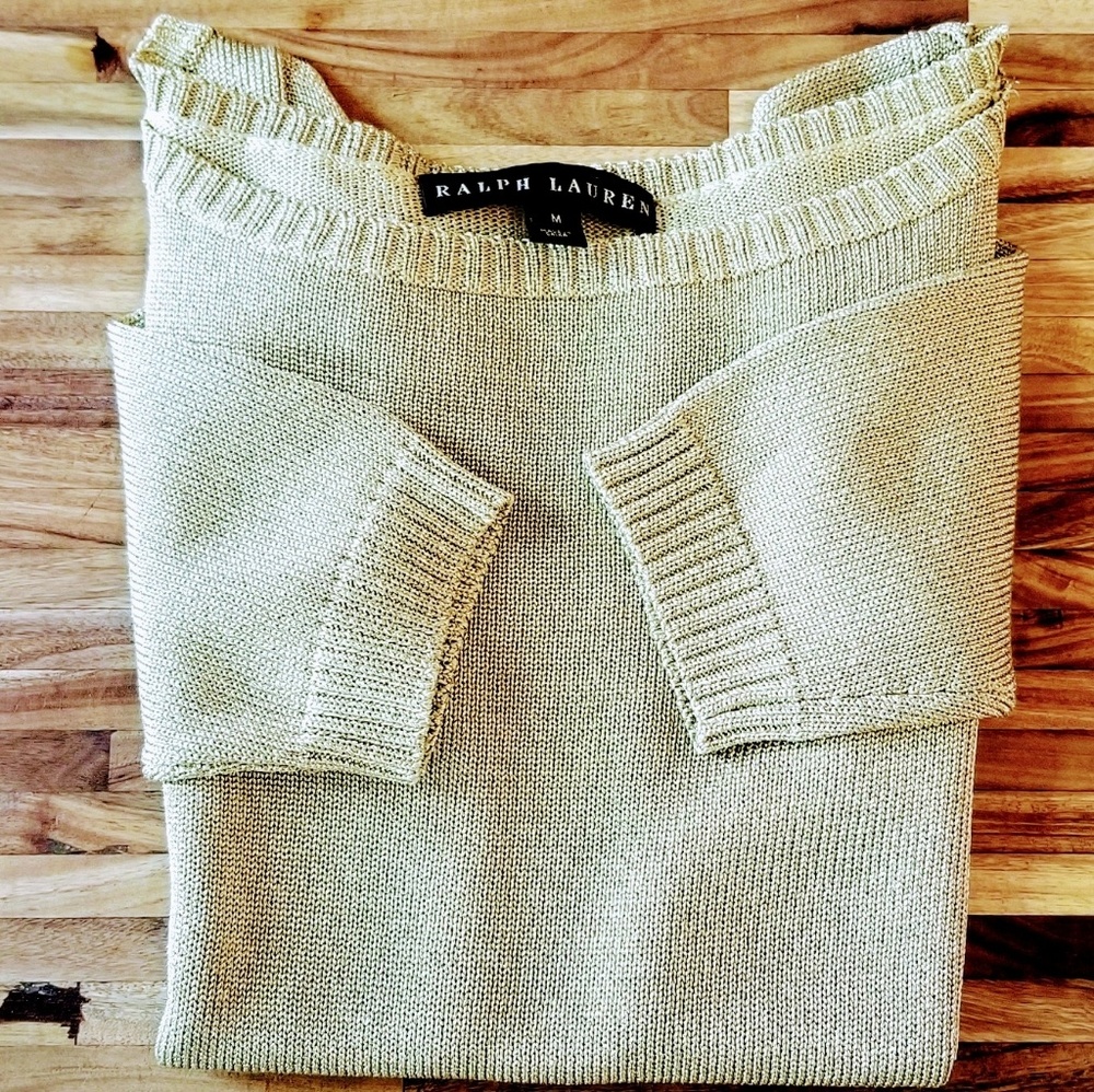 Ralph Lauren Black Label Metallic Gold Sweater - Picture 2 of 6